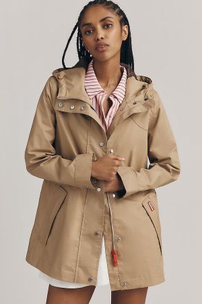 Hunter Adela Cinched-Waist Hooded Rain Coat Jacket