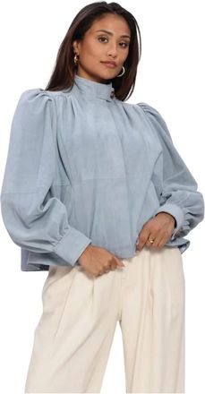 Ibana Dames, Blouses & Shirts, Blauw, Maat: XS Linnen