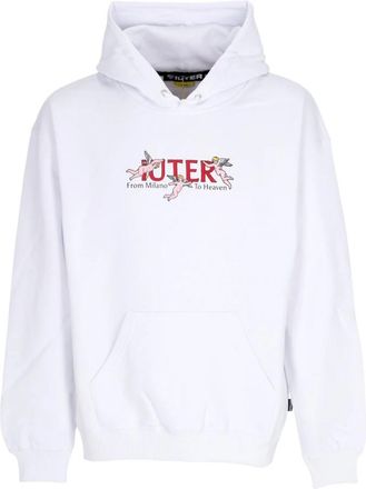 Iuter Witte hoodie met voorzakprint - Heren - Hoodies - Wit - L - Katoen - Hoodies & sweatvesten