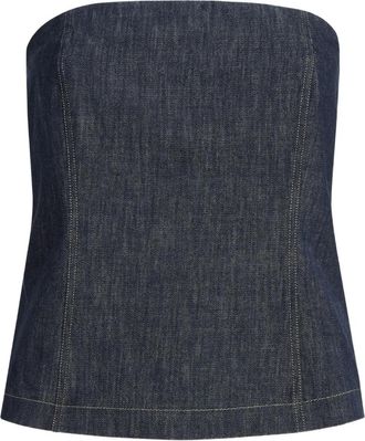 Brunello Cucinelli Bandeau top met denim-effect - Blauw
