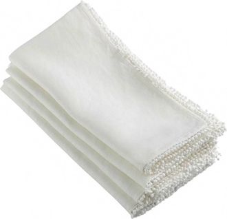 Saro Dolly Napkin Set In Ivory