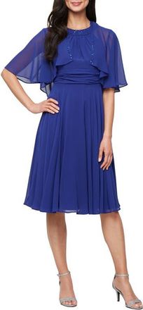 S.L. Fashions Beaded Detail Chiffon Dress with Jacket in Iris at Nordstrom, Size 10