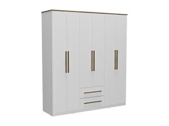 Vente-Unique Armadio 6 Ante E 2 Cassetti L160 Cm Bianco - Delirano