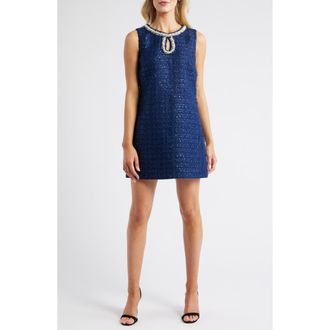 Lilly Pulitzer Ronan Embellished Tweed Skirted Romper in Navy After Party at Nordstrom Rack, Size 00