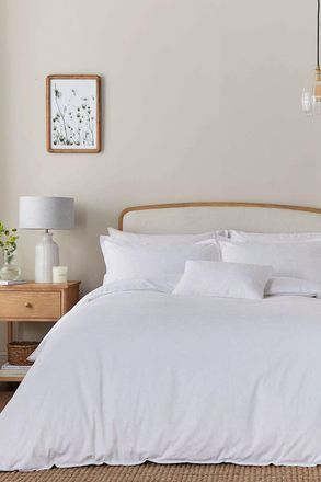 Murmur Bea Cotton Embroidered Duvet Cover Set in White | Size: Super King