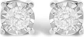 House of Brilliance Silver 1/2 Ct Near Colorless Diamond Miracle- Stud Earrings in White at Nordstrom