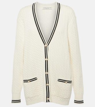 Alessandra Rich Oversized cable-knit cotton cardigan