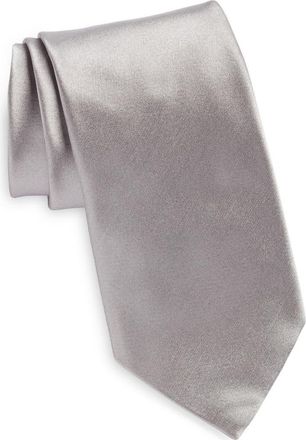 Ermenegildo Zegna Silk Satin Tie in Silver at Nordstrom