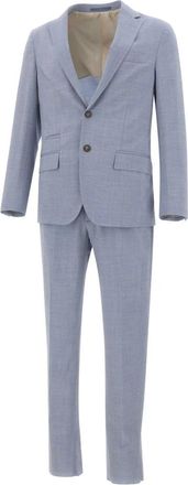 Eleventy Getailleerd single-breasted pak - Heren - Business pakken - Blauw - M - Leer - Kostuums