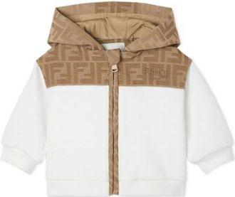 Fendi Kids Sweatshirts, male, Multicolor, 3 Y, Logo Motif Hooded Zip Sweatshirt