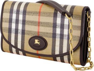 Burberry Womens Highlands Wallet On Chain - Burberry Cotton Beige Bags Crossbodies