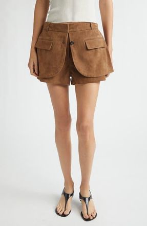 Monse Jacket Hem Suede Shorts in Tan at Nordstrom, Size 10