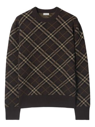 Burberry check wool cashmere sweater - men - Mohair/Wool/Polyamide/Elastane - S - Brown