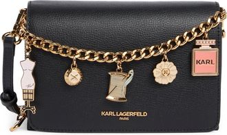 Karl Lagerfeld Lourdes Crossbody Bag in Black/Gold at Nordstrom Rack