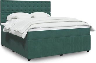 vidaXL Vidaxl - Cama Box Spring Con Colch&oacute;n Terciopelo Verde Oscuro 180x200 Cm