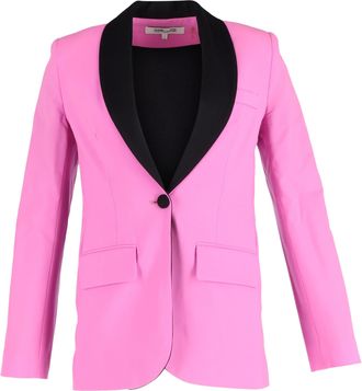 Diane Von Fürstenberg Diane Von Furstenberg Tommy Single-Breasted Two-Tone Blazer in Pink Wool