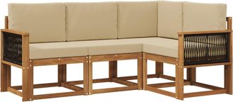 vidaXL Conjunto De Sof&aacute;s De Exterior 4 Uds. Natural Y Beige Poli&eacute;ster Vidaxl
