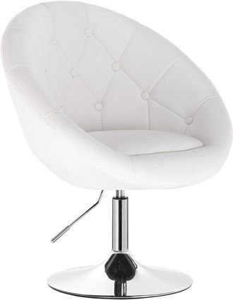 Woltu Woltu - 1x Taburete De Bar Acero Cromado Piel Sint&eacute;tica Taburete Bajo Silla De Bar Taburete Conferencia Taburete Peluquer&iacute;a Taburete Oficina Blanco