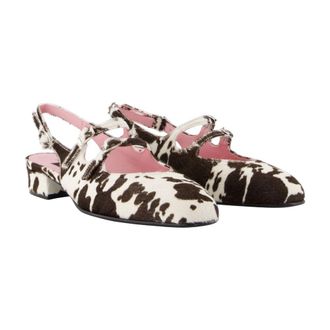 Carel Womens Cow-Print Calf Hair Heel Multicolor Calfskin