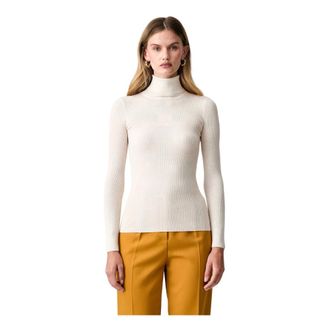 Elisabetta Franchi Jersey de cuello alto - Knitwear - Mujer - Beige - XL