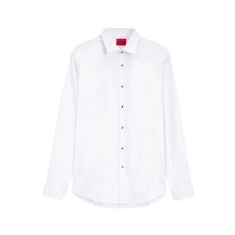 HUGO BOSS Overhemden > Nette Overhemden - Heren - Zakelijke Overhemden - Wit - 5XL - Leer - Overhemden