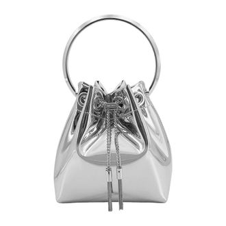 Jimmy Choo London Tassen, Dames, Grijs, ONE Size, Satijn, Mirrored Bucket Bag