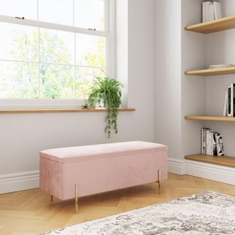 GFW Mystica Velvet Storage Ottoman in Pink
