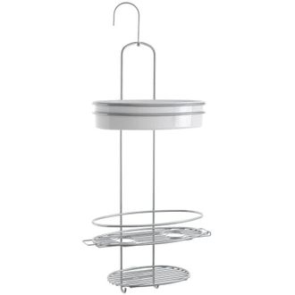 Metaltex serie Orbit - Mensola 3 piani per doccia con gancio - (403712)
