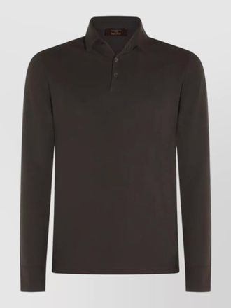 Zanone long sleeve polo shirt button collar