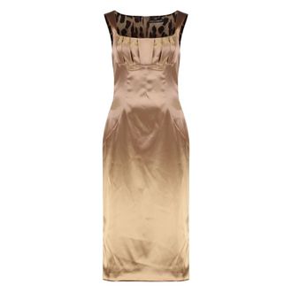 Dolce & Gabbana Dames, Jurken, Bruin, Maat: 2XS Satijn