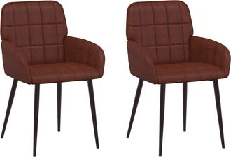 vidaXL Sillas De Comedor 2 Uds. Cuero Sint&eacute;tico Marr&oacute;n Brillante Vidaxl