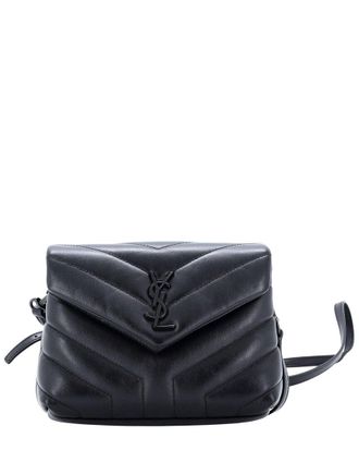 Saint Laurent Black Matelasse Chevron Leather Loulou Shoulder Bag Toy (Authentic Pre-Loved)