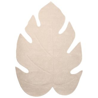Beliani Alfombra Decorativa De Lana Con Forma De Hoja Tejida A Mano 160 X 230 Cm Blanco Crema Nainital