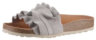 Verbenas Pantolette VERBENAS Rocio Roda, Damen, Gr. 37, grau (hellgrau), Veloursleder, unifarben, Schuhe Pantolette, Sommerschuh, Schlappen f&uuml;r Strand- und Bad