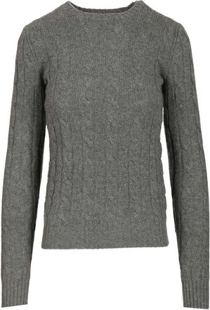 Polo Ralph Lauren Iconische Kabel Gebreide Kasjmier Trui - Dames - Cashmere truien - Grijs - M - Kasjmier - Truien & Vesten