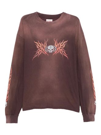 Bows & Arrows skull-frame T-shirt - men - Cotton - S - Brown