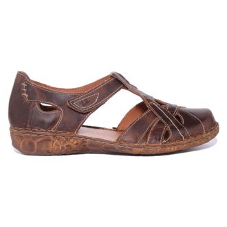 Josef Seibel Schoenen, Dames, Bruin, 37 EU, Leer, Zomer Sandalen met Rip Tape Sluiting