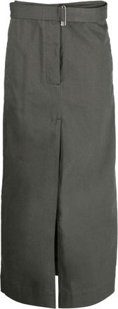 SA SU PHI belted cotton straight skirt - women - Cotton - 40 - Green