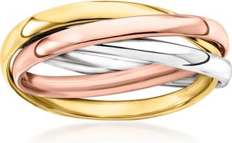 Ross-Simons Italian 14kt Tri-Colored Gold Crisscross Ring