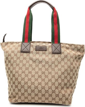 Gucci Pre-owned Womens Gg Canvas Web Tote - Tan Textile - One Size