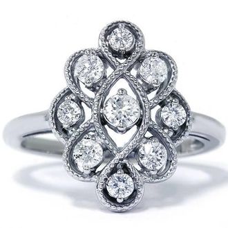 Pompeii3 5/8ct Vintage Style Diamond Ring 14K White Gold