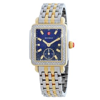 Michele Deco Mid Quartz Diamond Blue Dial Ladies Watch MWW06V000125