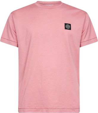 Stone Island Pink T-Shirt In Cotton With Logo