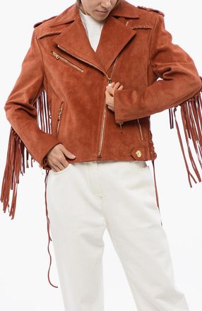 Balmain Fringed Suede Biker Jacket Balmain