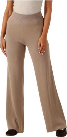 Y.A.S Gebreide broek voor stijlvolle herfst/winter look - Dames - Wijde Broeken - Beige - XL - Broeken