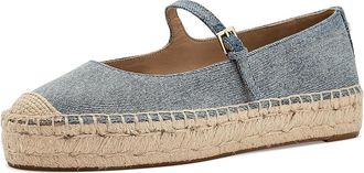 Lauren Ralph Lauren Luize Washed Denim Mary Jane Espadrille Womens Flat Shoes Blue : 9.5 B - Medium