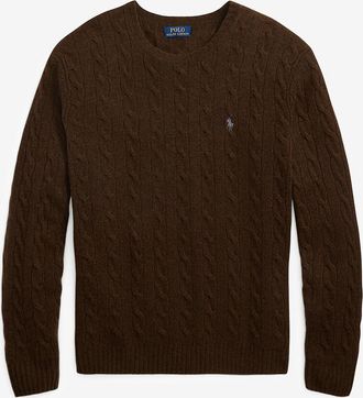 Polo Ralph Lauren Zopfstrick-Rundhalspullover aus Wolle und Kaschmir Pony