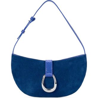 Staud Harlow Crescent Leather Shoulder Bag in Cobalt at Nordstrom