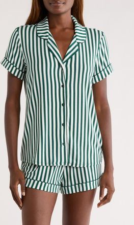 Nordstrom Moonlight Eco Short Pajamas in Green- Ivory Simple Stripe at Nordstrom, Size X-Large