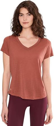 Smartwool Active Ultralite V-Neck Short Sleeve Womens Clothing Burnt Sienna : XS, Wool/Tencel